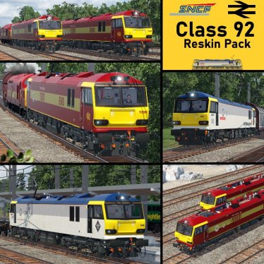 Мод «BR Class 92 Extra Liveries Reskin Pack» для Transport Fever 2