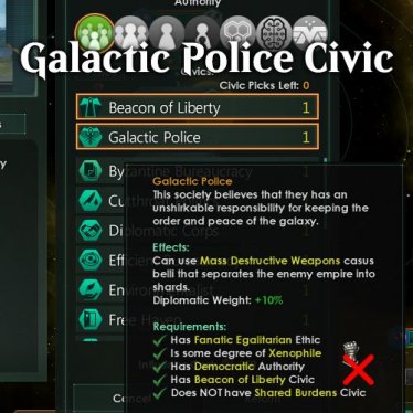 Мод «Galactic Police Civic» для Stellaris (v2.7.0 - 2.7.2)