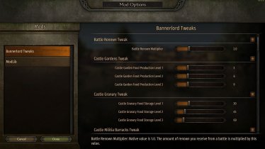 Мод «Bannerlord Tweaks» версия 1.4.8  для Mount & Blade II: Bannerlord 1