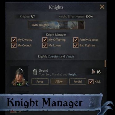 Мод «Knight Manager» для Crusader Kings 3 (v1.2.1)