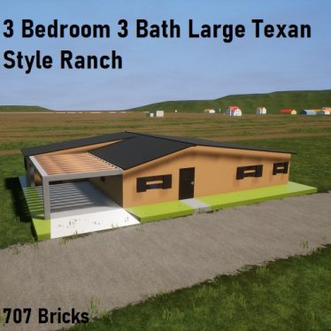 Мод "3 Bedroom 3 Bath Large Texan Style Ranch Home" для Brick Rigs