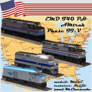 Мод «EMD F40 PH - Amtrak» для Transport Fever 2