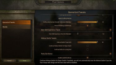 Мод «Bannerlord Tweaks» версия 1.4.8  для Mount & Blade II: Bannerlord 0