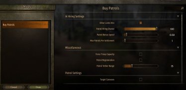 Мод «BuyPatrols / Покупаем патрули» версия 1.3.6 для Mount & Blade II: Bannerlord 0