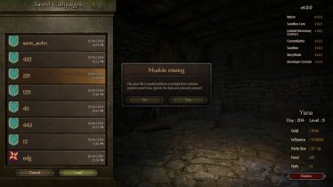 Мод «Save Missing Module Fix» версия 1.0.1 для Mount & Blade II: Bannerlord