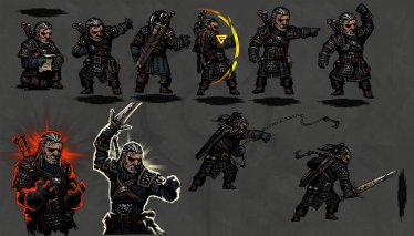 Мод "Geralt, bounty hunter skins" для Darkest Dungeon 2
