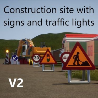 Мод "Construction site with signs and traffic lights" для Brick Rigs