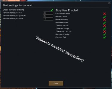 Мод «Hotseat - Dynamic Storyteller Switcher» для Rimworld (v1.1) 2